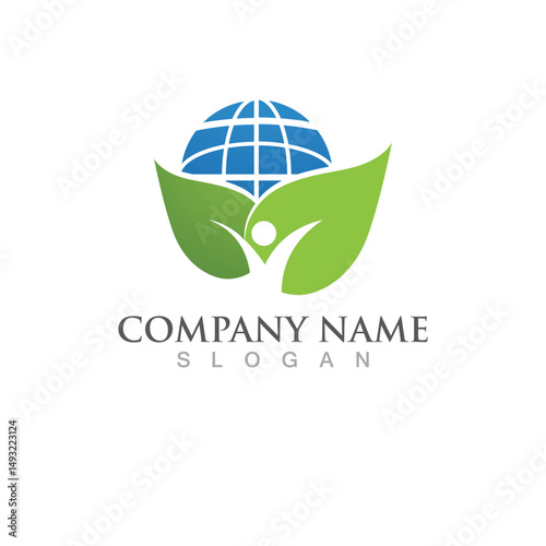 Health people leaf logo green vector image