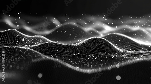 Abstract digital wave pattern of particles