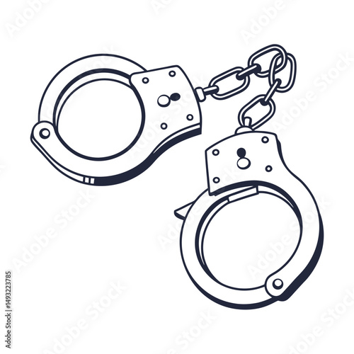 silhouette handcuffs on white background