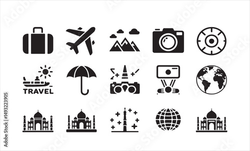 travel icons set.