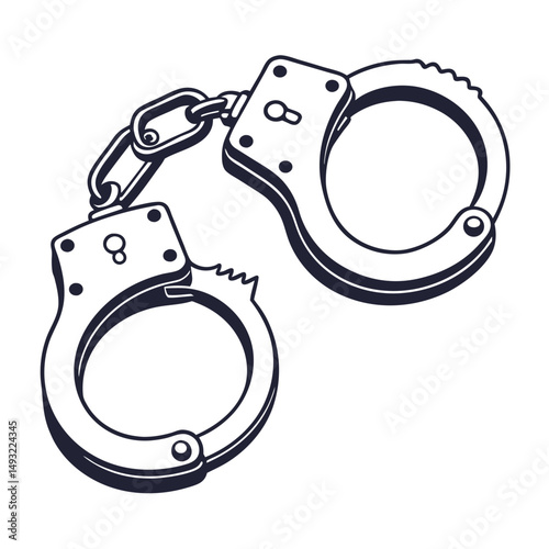 silhouette handcuffs on white background
