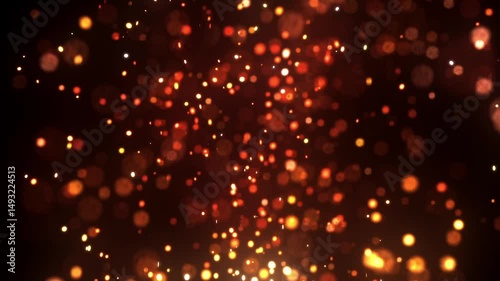 Flying around fire dust particles sparks or ember from a burning fire with realistic movement. on a black background	

