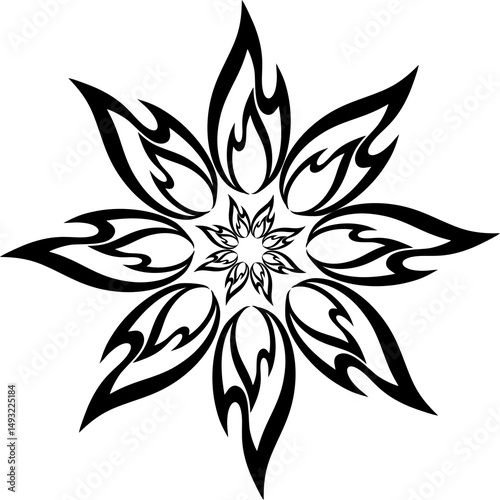 black and white flower fire