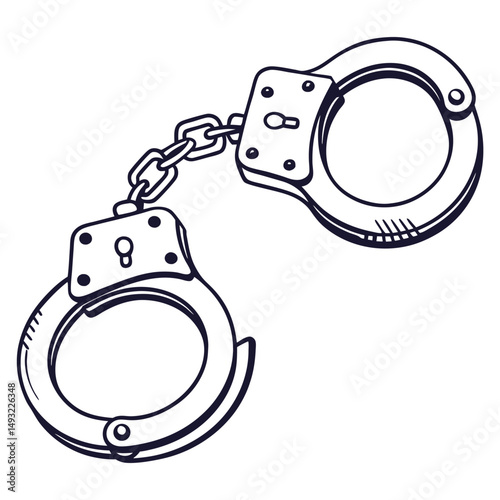 silhouette handcuffs on white background