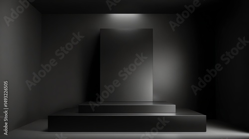 Wallpaper Mural Minimalist black pedestal with dramatic lighting in a dark, empty room, creating a modern and mysterious atmosphere Torontodigital.ca
