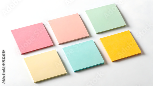 Colorful sticky notes set isolated on a white or transparent background.