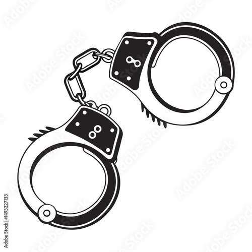 silhouette handcuffs on white background