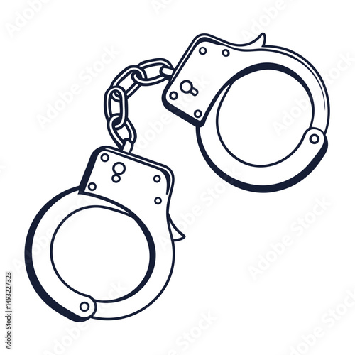 silhouette handcuffs on white background