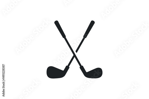 Crossed golf clubs sport equipment vector graphic