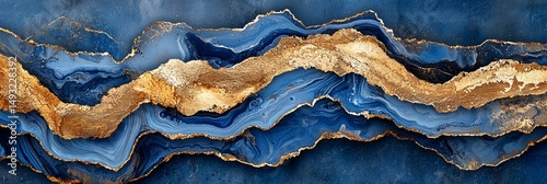 Obraz  z motywem Abstract Blue and Gold Marble Design