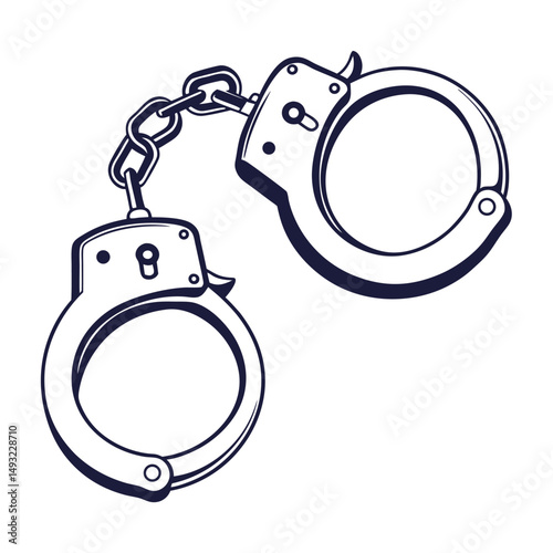 silhouette handcuffs on white background