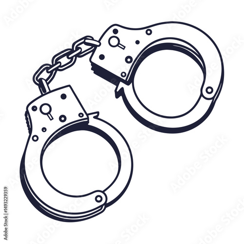 silhouette handcuffs on white background
