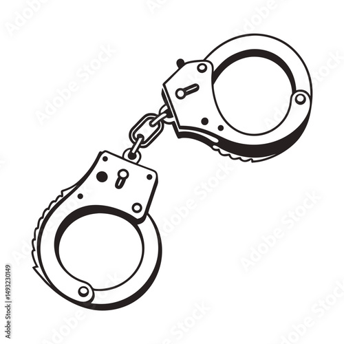 silhouette handcuffs on white background