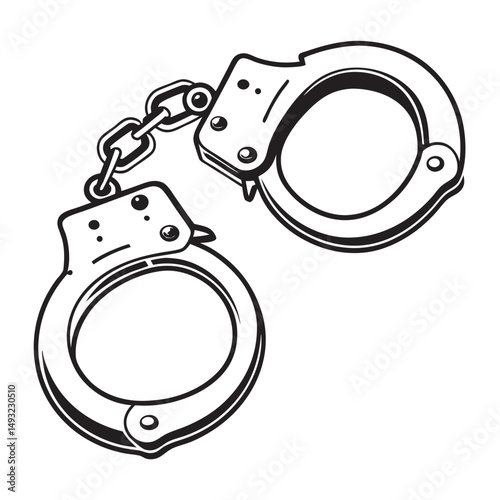 silhouette handcuffs on white background