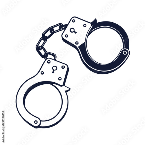 silhouette handcuffs on white background