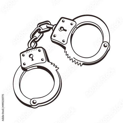 silhouette handcuffs on white background