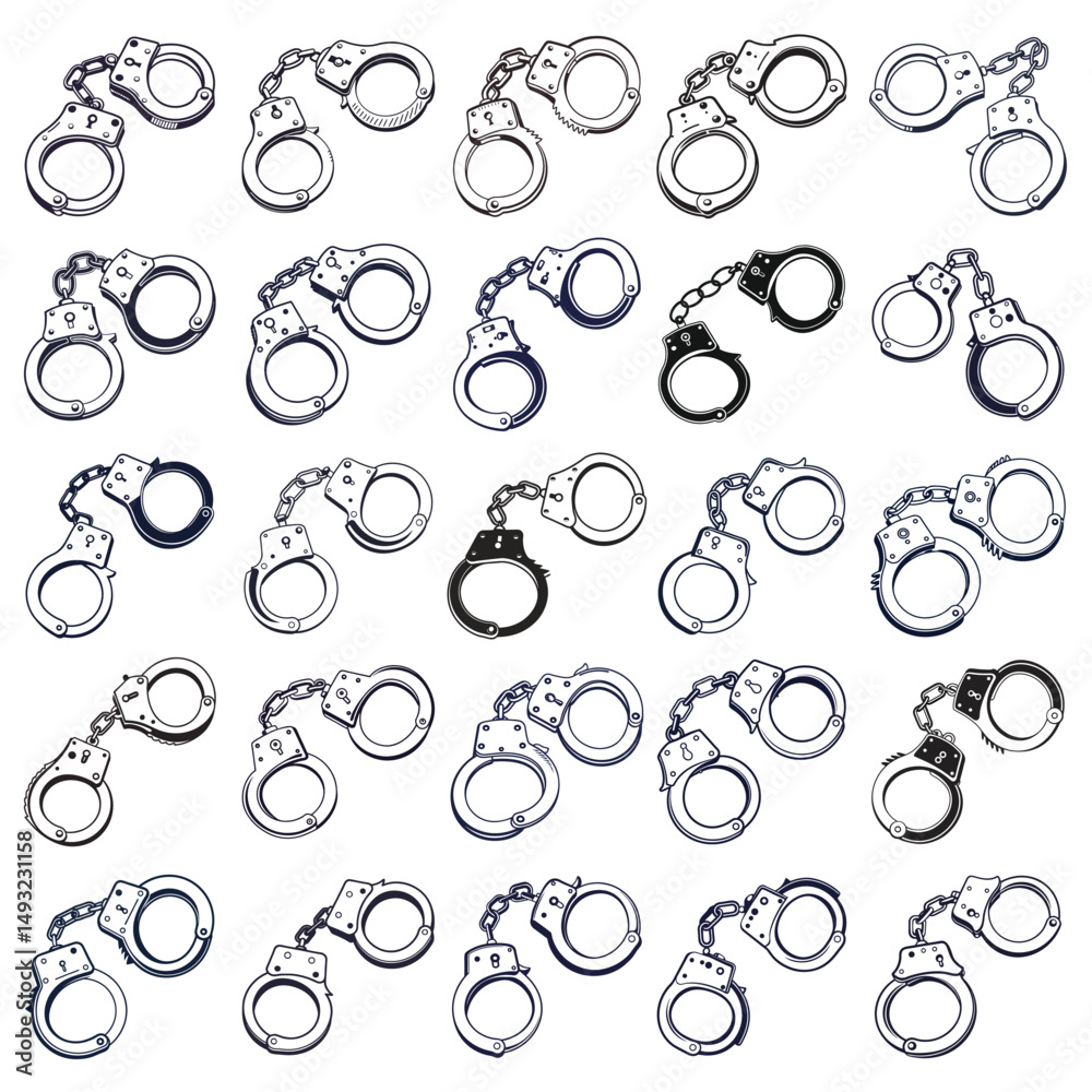 Fototapeta premium silhouette handcuffs on white background