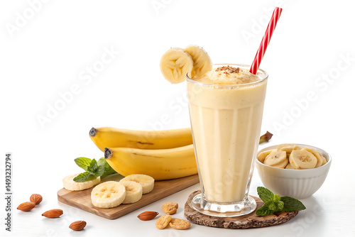 Tasty Milk Shake With Banana Isolated Png File  Ai generate.