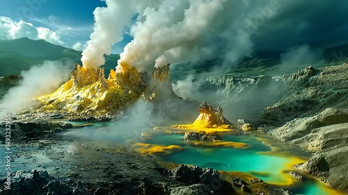 Sulphurous Geothermal Wonders: A Volcanic Landscape