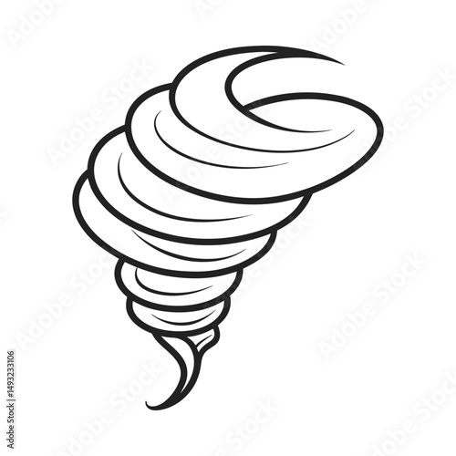 Line art illustration of a swirling tornado