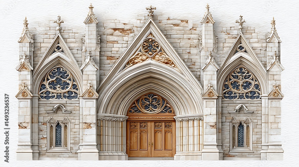 Obraz premium Vintage Gothic Venetian Arch with Intricate Stippling and Textured Stone Design