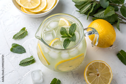Refreshing Lemonade On A white Background Ai generate.