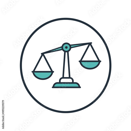 Financial Scale Icon Inside a Ring Symbolizing Equilibrium and Fairness