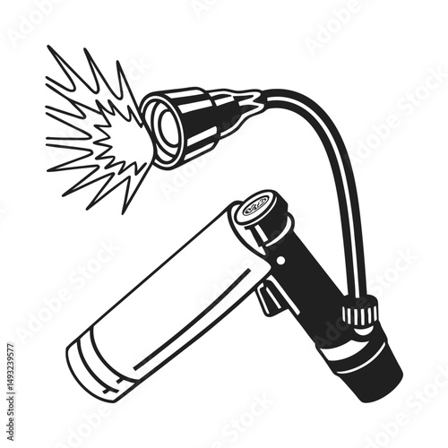 Butane torch illustration with flame graphic