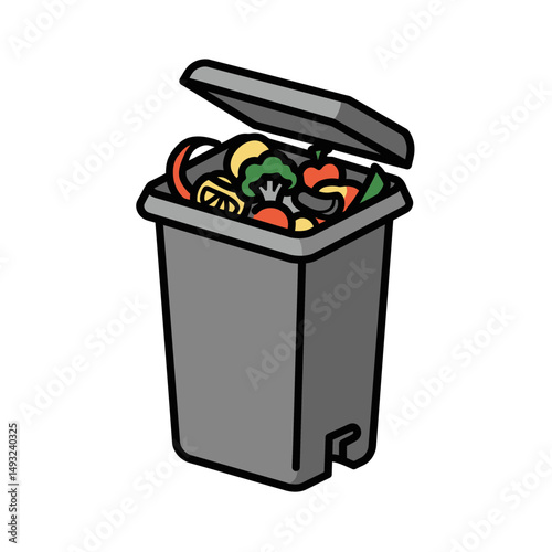 Sustainable Composting Bin Symbol with Biodegradable Waste