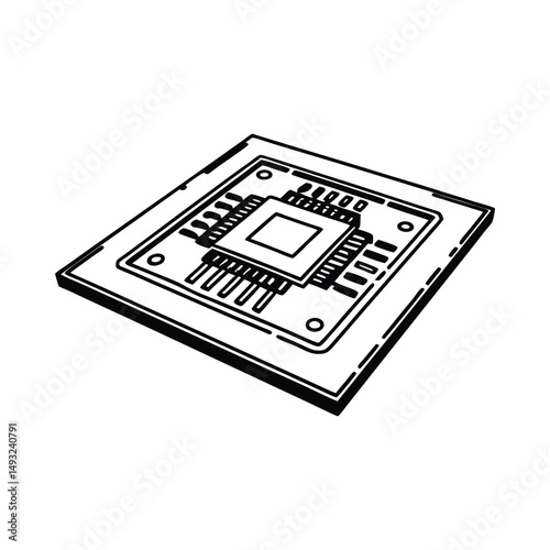 Microchip illustration black and white