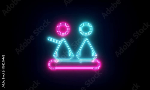 Neon Icon of Two People Meditating – Wellness and Mindfulness Concept