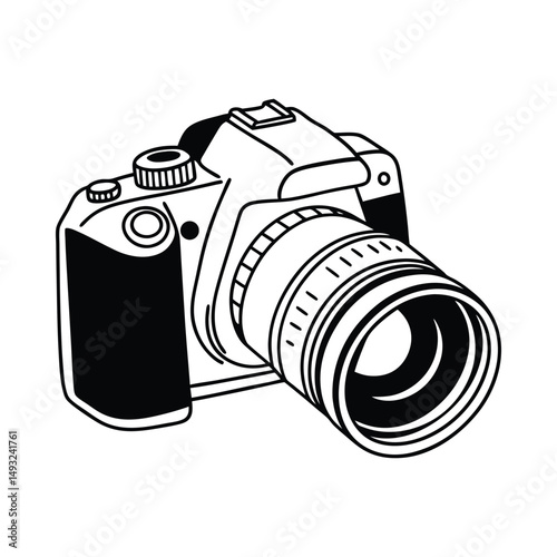 Black and white dslr camera illustration