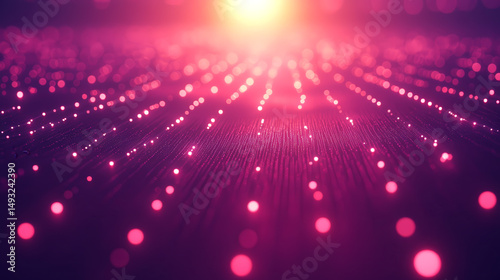 Abstract digital design with glowing pink dots, radiating light