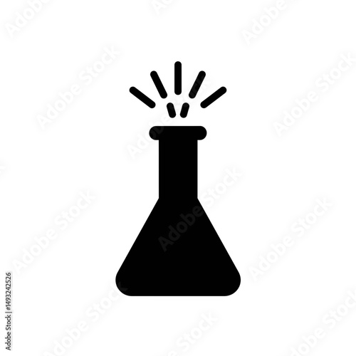 Scientific Discovery Icon Flask Emitting Glowing Sparks Innovation