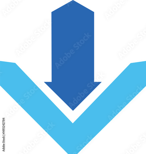 Vector Colorful Download Arrow, Simple Pointing Down Design.