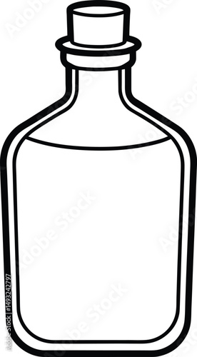Glass Bottle Cork Line Art Icon Vector