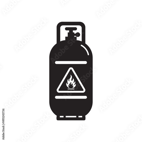 Hazardous Gas Cylinder Icon with Safety Warning Label