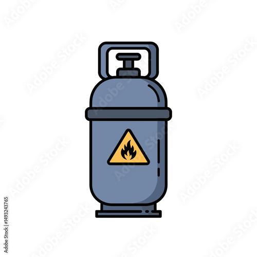 Industrial Safety Icon Gas Cylinder with Crucial Warning Sticker