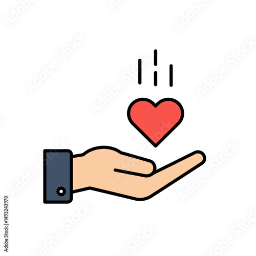 Supporting Compassion Icon Hand Catching Falling Heart Symbol Empathy