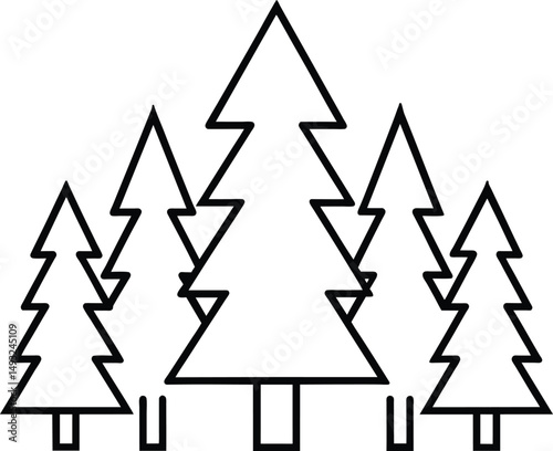 Simple Pine Trees Forest Icon Graphic