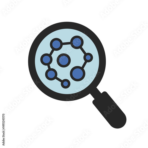 Magnifying Lens Cell Structure Icon: Biological Research and Microscopic Analysis