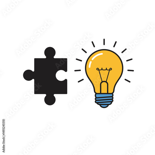 Idea Solution Puzzle Icon: Creative Innovation and Strategic Insight Development