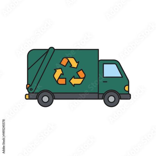 Recycling Truck Arrows Icon: Efficient Waste Collection and Eco-Friendly Services