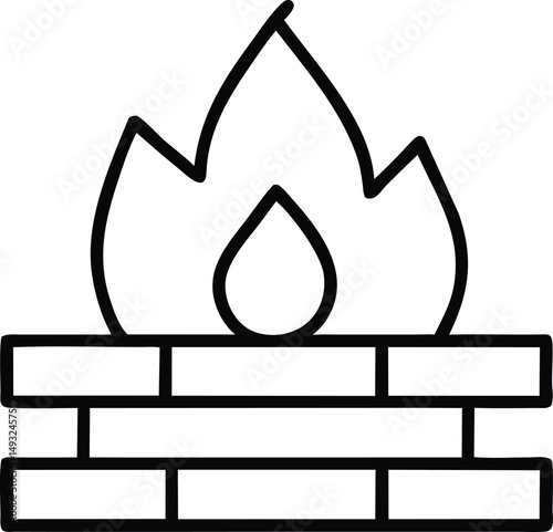 Fire Brick Wall Icon Design Element