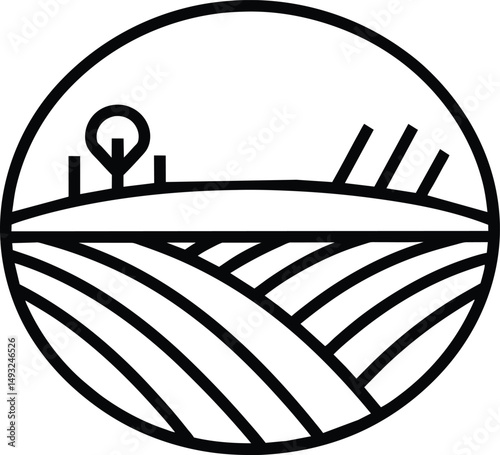 Farmland Fields Agriculture Icon Design