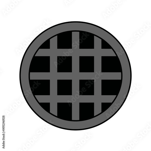 Robust Sewer Cover Design Featuring Distinctive Circular Grid Lines For City Utilities