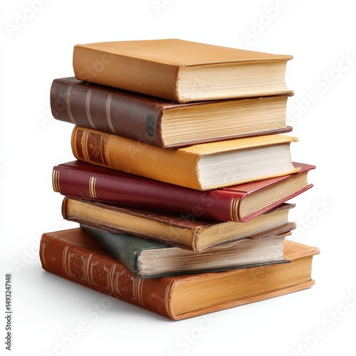 A stack of vintage books in warm earth tones.  Knowledge, history, and reading are suggested.