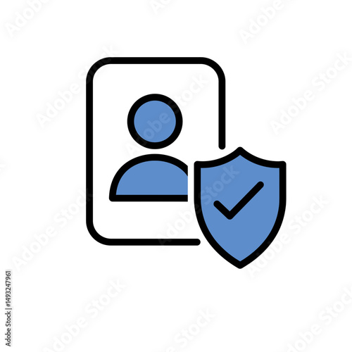 User Profile Icon With a Check Shield Symbolizing Verified Identity and Regulation