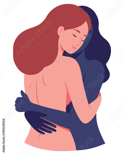 Two Figures Embracing Each Other Closely in a Warm and Intimate Scene Conveying Love and Connection