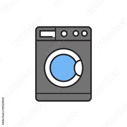 Household Washing Machine With a Prominent Circular Window For Laundry Care